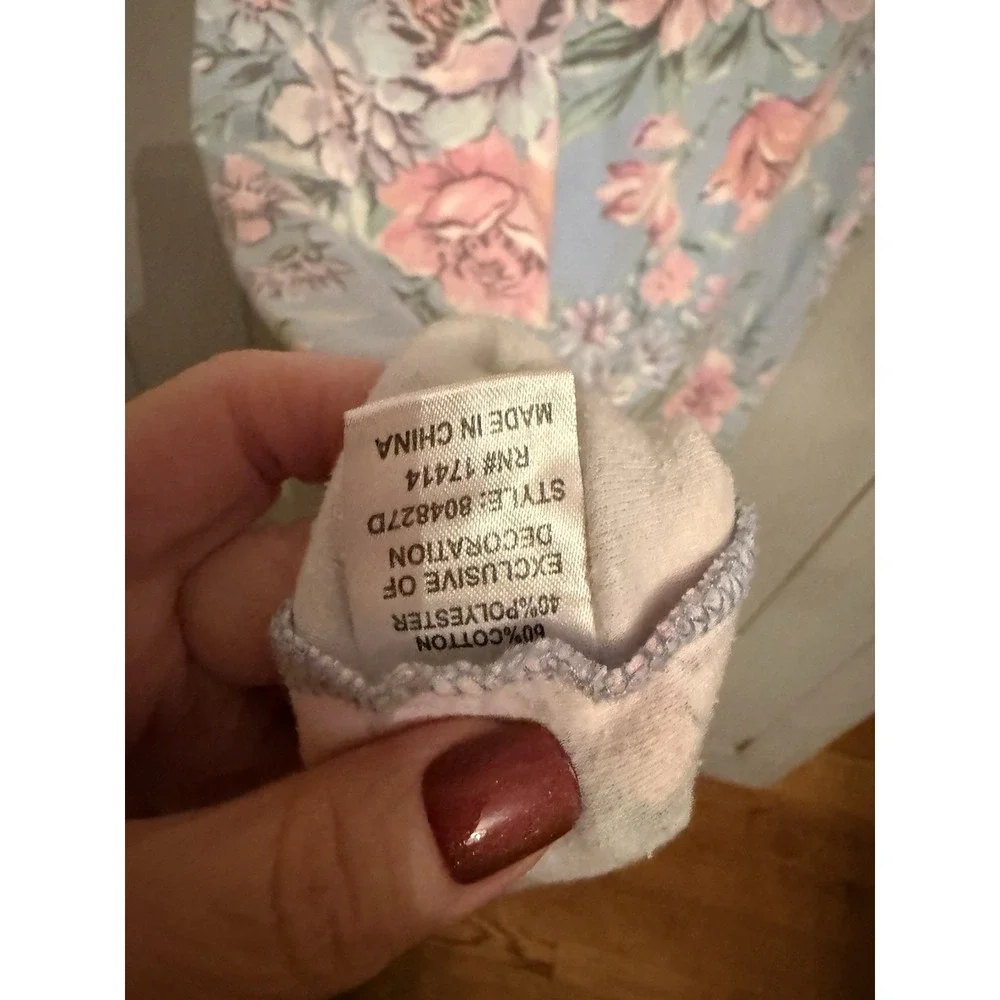 Miss Elaine Relax Pink Floral Short Lounge Gown, Pockets Size Small